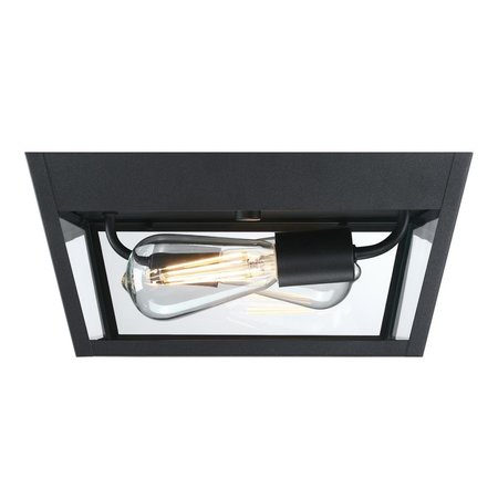WESTINGHOUSE Fixture Ceiling Outdr Flush-Mount 60W 2-Light Peterson 12In Txt, Black Clear Glass 6121900